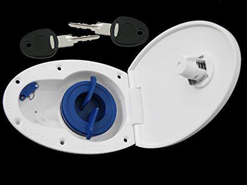 Einfüllstutzen Wasser Frischwassertank Tankdeckel Wohnwagen Wohnmobil mit Schloss Weiss 35 mm