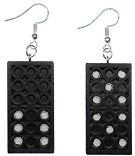 Miniblings Domino Ohrringe Hänger Dominostein Spiel Zahlen Zahl Spielstein | In Berlin von Hand montierter Ohrschmuck, mit Holz, ein Fundstück für Sammler