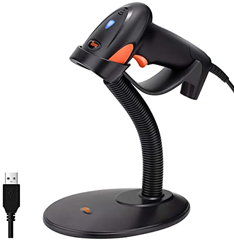 Tera Pro Extreme Leistung 1D Laser Schnelle Geschwindigkeit Barcode-Scanner USB Wired Kabelgebunden Schnelles & Präzises Scannen für Ultralange Barcodes mit Intelligenter-Ständer Plug and Play, 6900