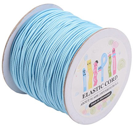 Cheriswely, corda elastica da 109 m, 1 mm, con rocchetto per gioielli, colore: azzurro