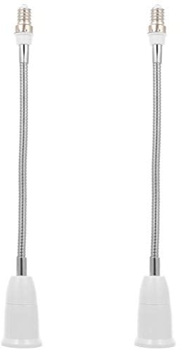 FRCOLOR 2pcs E14 to E27 Bulb Socket Extenders Lamp Holder Light Bulb Extensions Bendable Bulb Adapter with Screws Base Adjustable for Office Home Basement 29.5cm