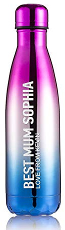 Personalised Insulated Water Bottle 12 Hours Hot & 24 Hours Cold 500ML / 17oz Vacuum Flask Stainless Steel Bottles for Christmas Gift School Office & Hiking Outdoor(Pink & Silver,Role)