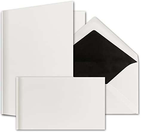 25 Sets - Trauer Briefpapier mit grauem Schattenrand und dazu passende Briefumschläge mit schwarzem Seidenfutter, B6 190 x 232 mm