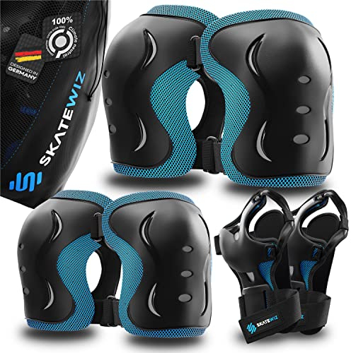 SKATEWIZ Rodilleras Patines Adulto - Rodilleras Skate, Protecciones Patines - Patines Adulto, Protecciones Patines Adulto - Rodilleras y Coderas - Impact Talla L Azul