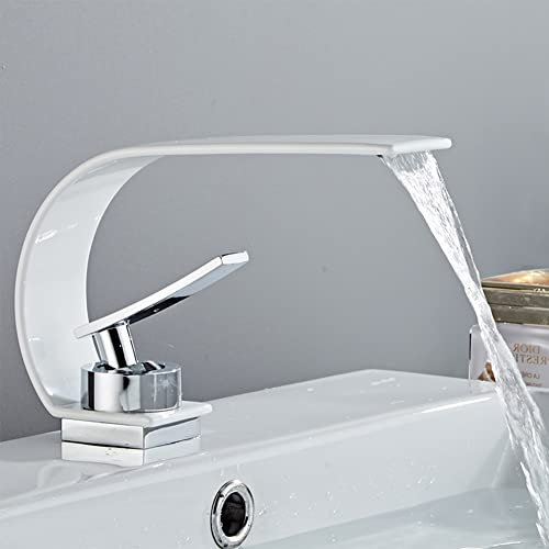 Fw Rubinetto Bagno Elegant Cascata - Miscelatore MonocomandoոլորPER Ottomanbiancheetetto In Ceramica Lavabo Moderno, Regolazione A Caldo E Freddo Bidet