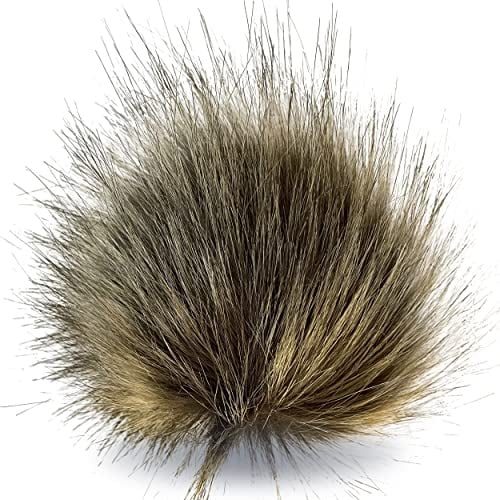 Wohnkult Bommel-Set | 3 x Kunstfell Bommel | in 26 Auswahl | Pelzbommel Ø 15-17 cm Pommel für Mützen mit Faden (Braun-Beige)