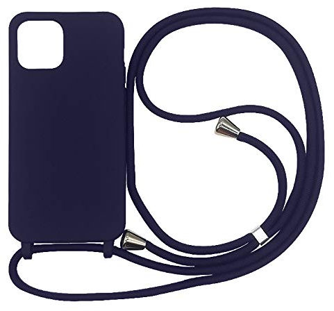 PuYu Zhe Compatible for iPhone 13 Pro Case,Silicone Crossbody Cover TPU Shell Adjustable Cord Lanyard Slim Stylish Shockproof Case-Dark Blue
