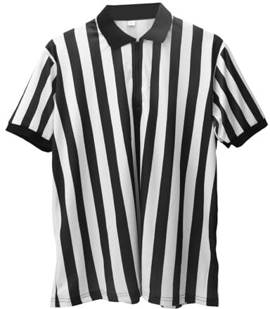 Mens Official Umpire Jersey Stripe Overturned Collar Ref Uniform Referee Shirt for Basketball Football Soccer