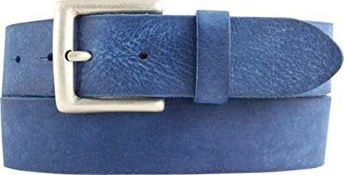 BELTINGER Premium Weicher Vollrindledergürtel, 40 mm breit, Used Look, Jeans & Hosen, Vintage Stil, Made in Italy, Casual und Office | Blau 90cm