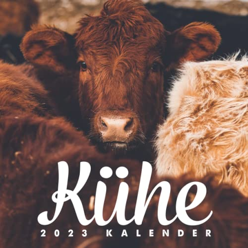 Kühe Kalender 2023: 12-Monats-Kalender von Januar 2023 bis Dezember 2023 - Kalender mit Platz für Notizen