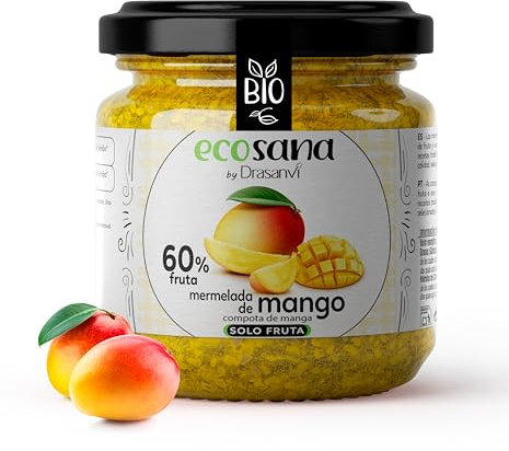 ECOSANA MERMELADA EXTRA MANGO SIN AZÚCAR CERTIFICADO BIO by DRASANVI - VEGANO - SIN GLUTEN - 250g