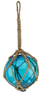 Sea-Club Fischerkugel Maritime Deko Glas/Tau Ø=10cm meerblau