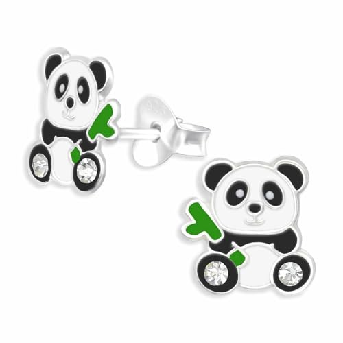 Monkimau Panda Ohrstecker Ohrringe aus 925 Silber Schmuck Silberohrringe Medizinisch für Kinder Mädchen Damen Frauen