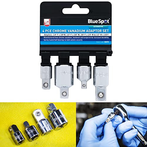 4 x BlueSpot Adapter Set | Socket Converter | Reducer | Ratchet | M/F | 1/2 1/4 3/8 | Drive | Bolt | Heavy Duty | Garage | Workshop | Vehicle | DIY | Repair | Accessories | UK Free P&P