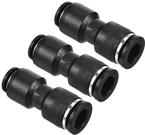 PATIKIL 10mm à 8mm Réduction Pression Connexion Air Ligne Raccord, 3 Paquet Droit Union Réducteur Pneumatique Rapide Connexion Raccords, Noir