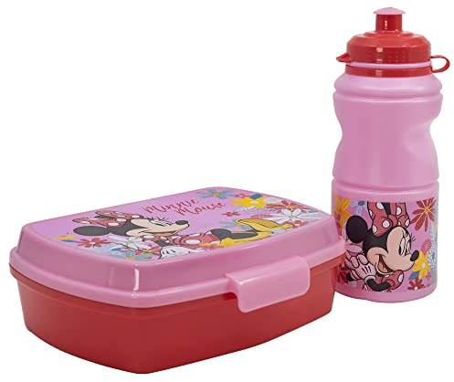 Set de fiambrera rectangular y botella sport de 380 ml de Minnie Mouse