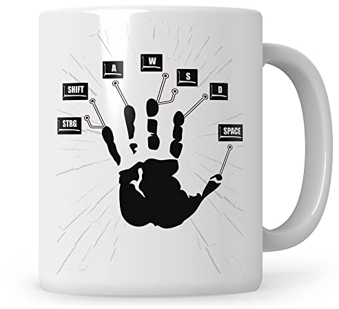 Sweetify Gamer Tasse WASD, Handabdruck Gamer Zocker Kaffeetasse für Gamer Geschenk Zocker Geschenkidee Gaming Spruch lustig Gaming-Fans