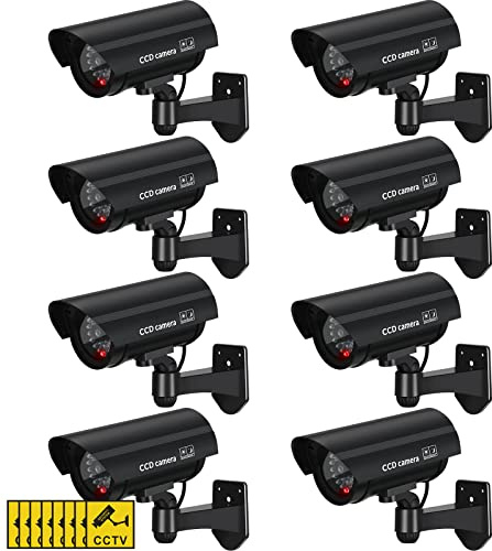Macarrie 8 Pack Dummy Security Cameras with Flashing LED for Outdoor Indoor