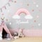 K014 Wandtattoo Name Kindernamen Baby Mädchen Junge Mix Pastell Personalisiert Waldtiere Fuchs Löwe Wunschname verschiedene Größen (Regenbogen V2, mit Wunschname)