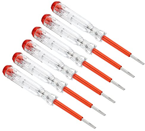 PATIKIL Voltage Tester AC 150-500V Contact Electrical Detector Slotted Screwdriver Tester Pen with Neon Tube, Clear Red, Pack of 6
