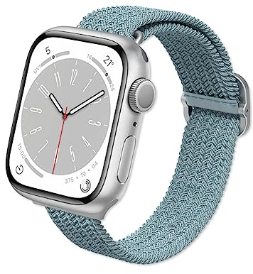 RhinoShield Correa trenzada Apple Watch Series 1/2/3(38mm)+S4/5/6/SE(40mm)+S7/8/9(41mm)+S10(42mm) | Repelente al agua y al sudor. Suave y elástica - Verde Lago