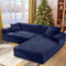 NAKIHOUSE Dicke Samt Sofa Überwürfe Sofabezug mit einem Kissenbezug, Superweicher Elastische Sofa Abdeckung in Blau Farbe für 1/2/3/4 Sitzer（L-förmiges Ecksofa erfordert Zwei）