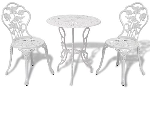 3-piece bistro set, cast aluminum, white