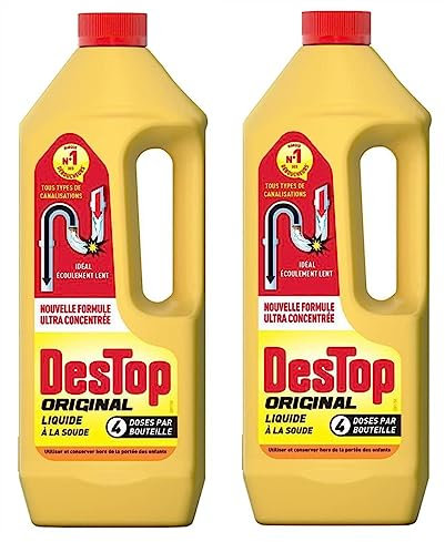 DESTOP Limpiador de drenaje líquido original, 4 latas por botella de 950 ml, paquete de 2