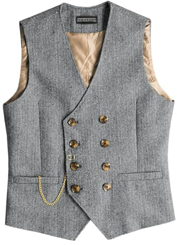 Solovedress Mens Vintage Wolle Anzugweste Regular Fit Weste Anzug Weste für Hochzeit Groomsmen