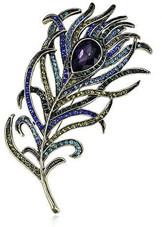 Cristal Plumes De Paon Broche Boho Émail Broches Vêtements Accessoires Exécution Exquise