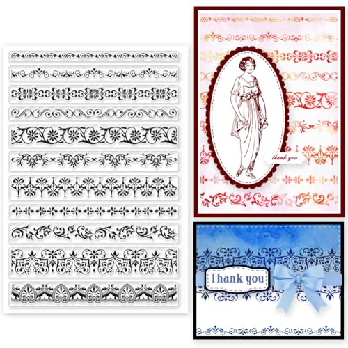 GLOBLELAND Dekoration Spitze Transparente Silikonstempel Vintage Ecken Klare Stamps Silikonstempel Für Kartengestaltung DIY Prägung Journaling