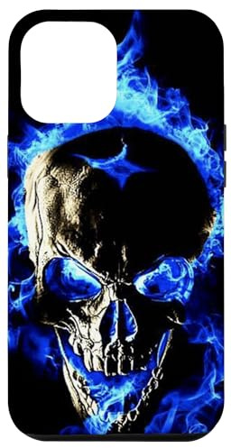 Cooles Bad Ass Totenkopf-Telefon in Schwarz und Blau Hülle für iPhone 12 Pro Max