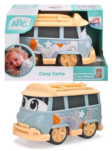 Dickie Toys ABC - Cozy Carlo Auto (25 cm) - großes Spielzeugauto ab 1 Jahr mit Freilauf & Dach zum Öffnen, Spielzeug-Camper für Babys und Kinder ab 12 Monate