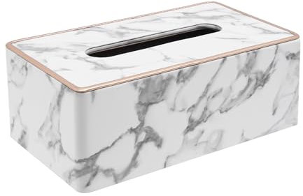TONFEION Tücherbox Marmor Maserung Tissue Box Abdeckung Rechteckig Taschentuchbox Büro Tücherbox Zuhause Gesichtstuchbox Halter 25x14x9.5 cm Gold