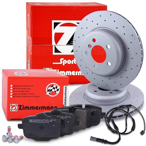 ZIMMERMANN Bremsenset Hinterachse inkl. Sport Bremsscheiben Coat Z hinten Ø 345 mm innenbelüftet und Bremsbeläge hinten Kompatibel mit BMW 5er (F10), 6er (F12)(F13)(F06)