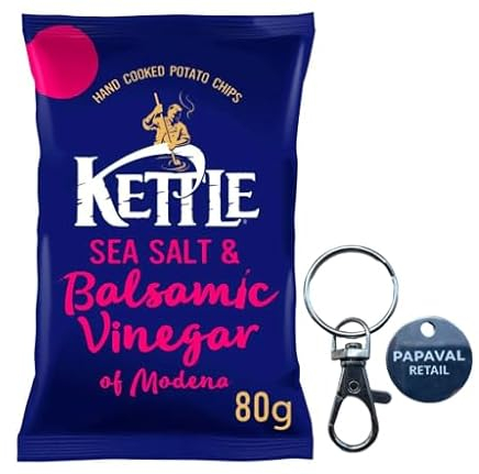 Kettle Potato Crisps 12X80g Full Box with Key Ring (Sea Salt and Balsamic Vinegar 12x80g)