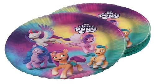 Party Factory `My little Pony´ 8x Pappteller, Einwegteller bunt, Ø23cm, Partyteller zum Kindergeburtstag, Mottoparty
