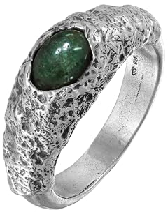 HG HAZE & GLORY Ring Herren aus 925 Sterling Silber, Schmuck Männer, Silberring oxidiert, mit Achat, Cool, Moos