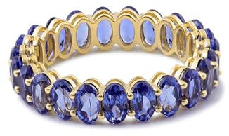 Wycian Ring Damen Fein, Ring Blaue Steine 14K Gelbgold 14K Größe 47 (15.0) Labor Erstellt Roten Saphir Ovalschliff Blau Personalisiert Für Abschluss