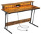 VASAGLE Schreibtisch, Gaming Tisch mit eingebauter Steckdosenleiste, Computertisch, mit Monitorständer für 2 Monitore, Schlafzimmer, 135 x 55 x 76 cm, vintagebraun LWD117K01