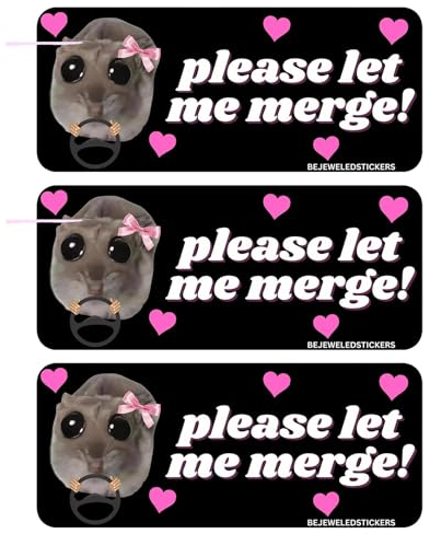Sad Hamster meme Aufkleber,Trauriger Hamster-Autoaufkleber, Niedliche Autoaufkleber für neue Fahrer,Süße Aufkleber für neue Fahrer,3 Stück lustige Autoaufkleber,Schilder für Fahrschüler