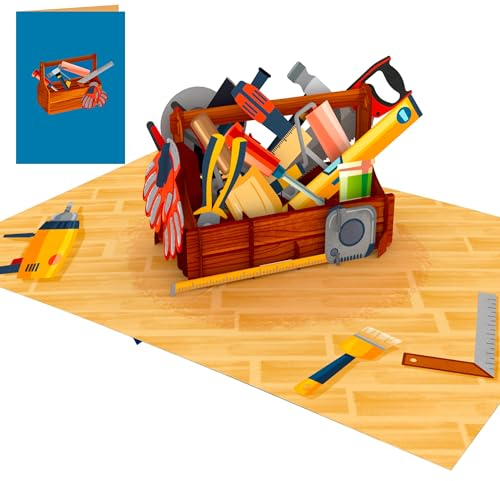 Liebessa 3D Pop-Up Karte – Werkzeugkasten für Heimwerker & Handwerker – Die perfekte Gutscheinkarte für Baumarkt-Geschenke, Geburtstage oder Geldgeschenke.