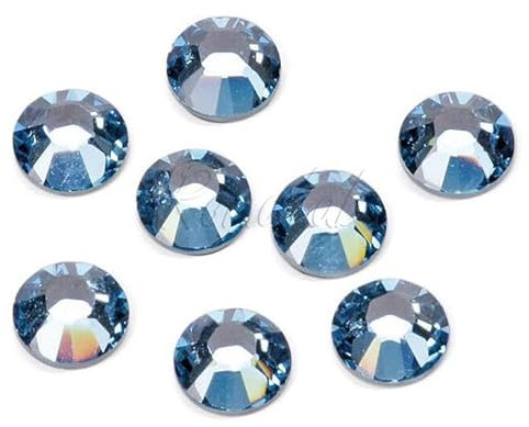 18 Original Hotfix Swarovski RHINESTONE STRASS rund 4,8 mm aquamarin