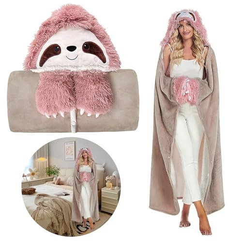 Ryvera Kuscheldecke mit Ärmeln, Doppelter Flanell, feine Flauschigkeit hautfreundlich und glatt, ideal für Wärme im Herbst und Winter zu Hause