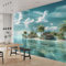 Papier Peint Intissé Paysage Océan Bleu Vert 400x280 cm 3D Panoramique Papier Peint pour Salon Chambre Décoration Murale Pour Adolescents et Enfants Murale