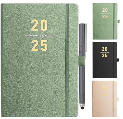 Kalender 2025 A5, Terminplaner, Planer Taschenkalender, Achtsamkeitskalender Wochenkalender, Buchkalender Hardcover, Terminkalender, Planner Jahresplaner Buch-Dunkelgrün