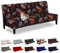 Lydevo Sofabezug ohne Armlehnen 3 Sitzer Sofabettüberzug Stretch Armlehne Sofabettüberzug Sofabezug Armlos Clic Clac Elastisch Couchbezug Futon für Klappcouch ohne Armlehnen,Braune Blätter