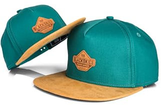 Blackskies® Essentials Snapback Cap - 2er-Set Eltern Kinder - Partnerlook Baseball Cap Mutter-Vater-Kind Geschenk Mini-Me Basecap Papa-Sohn & Mama-Tochter Blaugrün-Braun - 49-54 cm