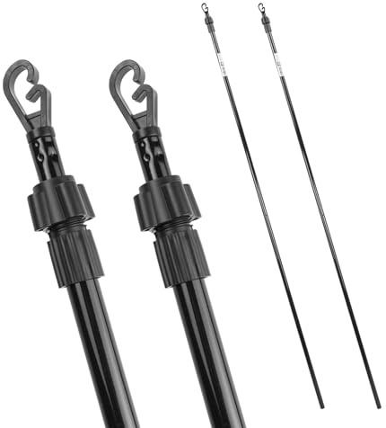 KCT 2x 2.4m Washing Line Prop Pole Heavy Duty Outdoor Twin Pack | Extendable Laundry Clothesline Support