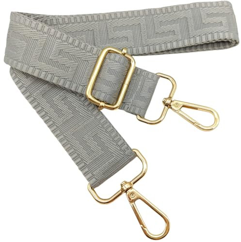 Verstellbarer Schultergurt für Taschen Hellgrau, Taschengurte zum Wechseln, Taschengurt Breit mit Karabiner Gold, 80-130 cm Tragegurt Tasche für Damen Schulterriemen, Handtasche, 3.8cm, 1303